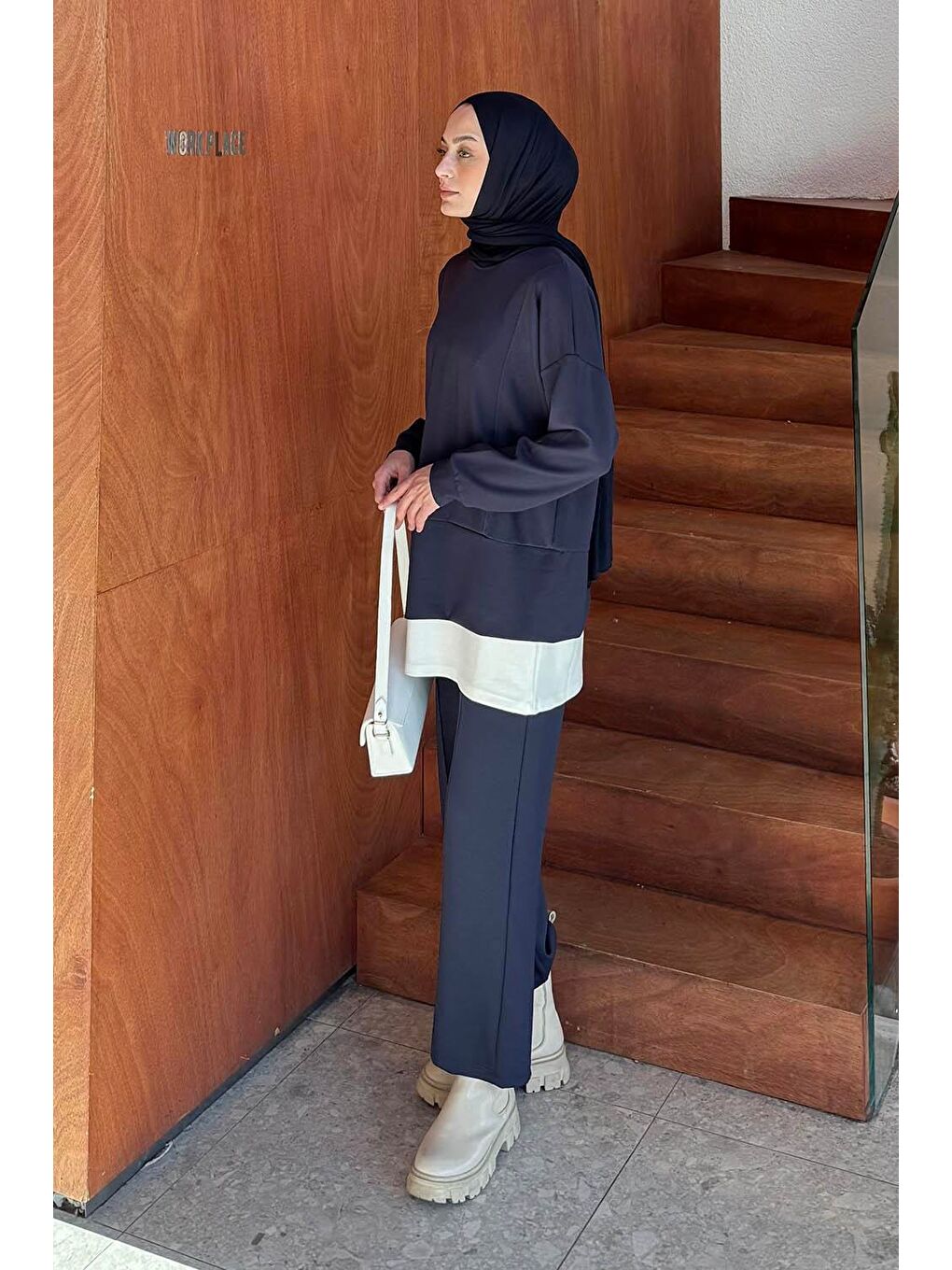 Fermuarlı Garnili Takım Lacivert-1