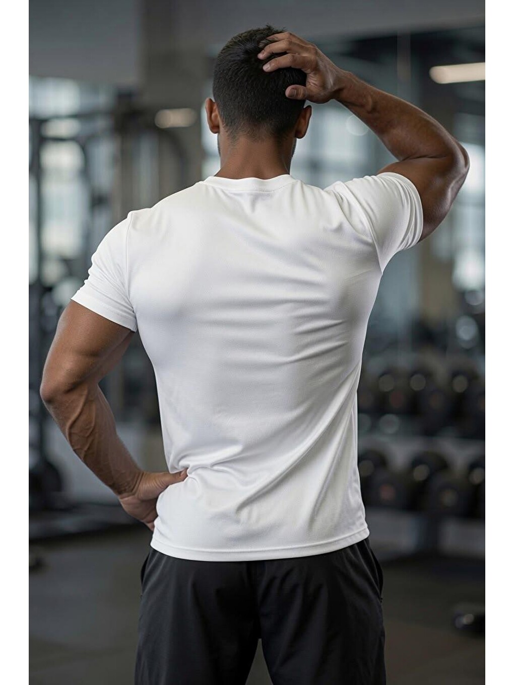 Beyaz Xylons Mikro Polyester Nefes Alabilen Hafif Perform Antrenman Sporcu Erkek Tshirt-2