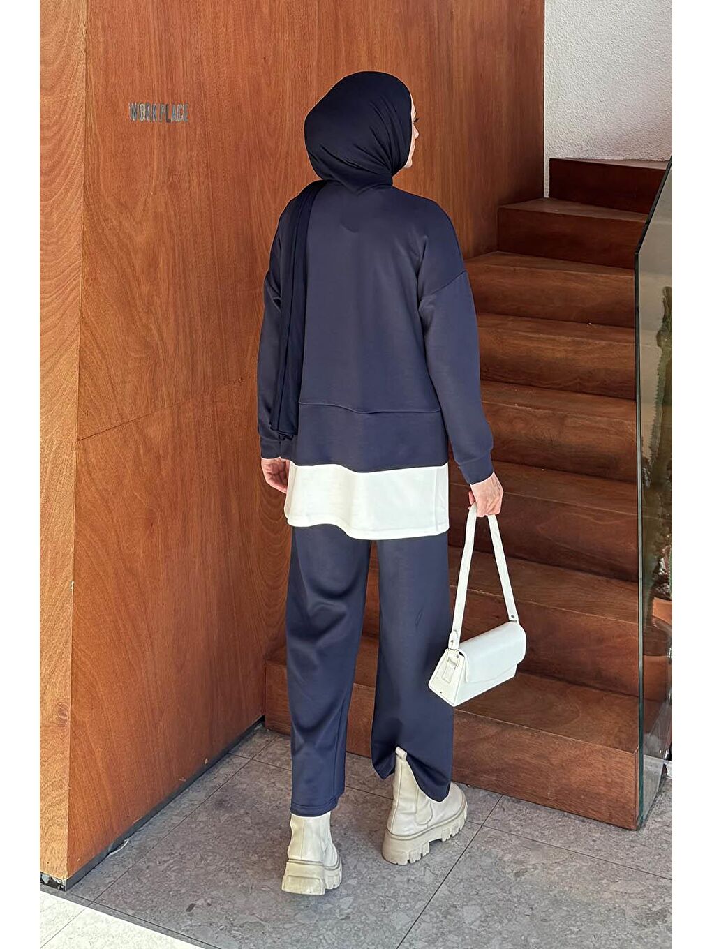 Fermuarlı Garnili Takım Lacivert-3