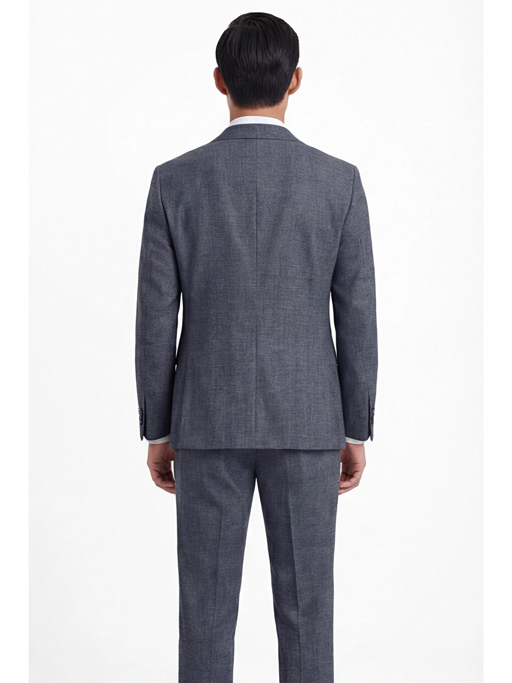 Gri Erkek Viskon Karışımlı 6 Drop Klasik Füme Yelekli Takım Elbise-3