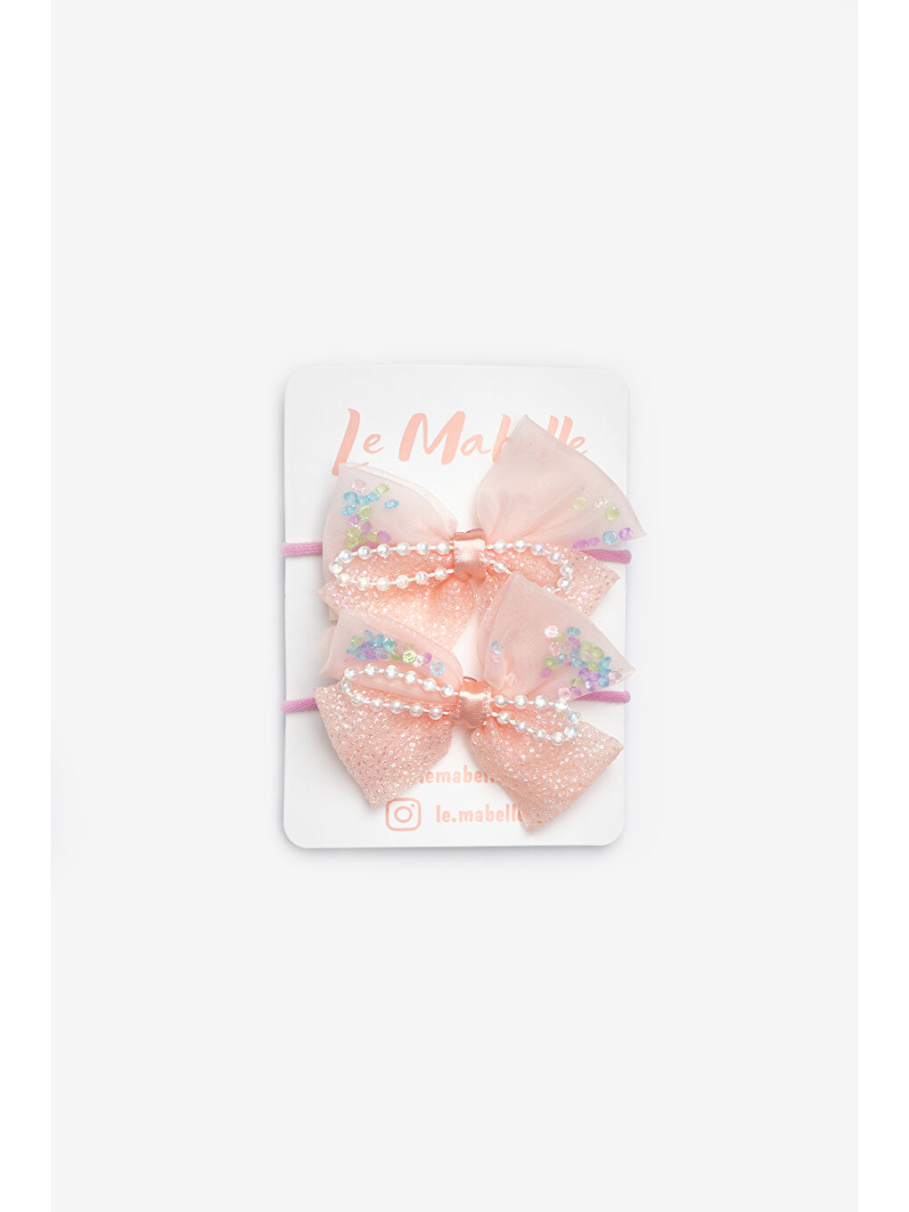 Turuncu Yavruağzı  İnci Detaylı Fiyonk İkili Lastik Toka