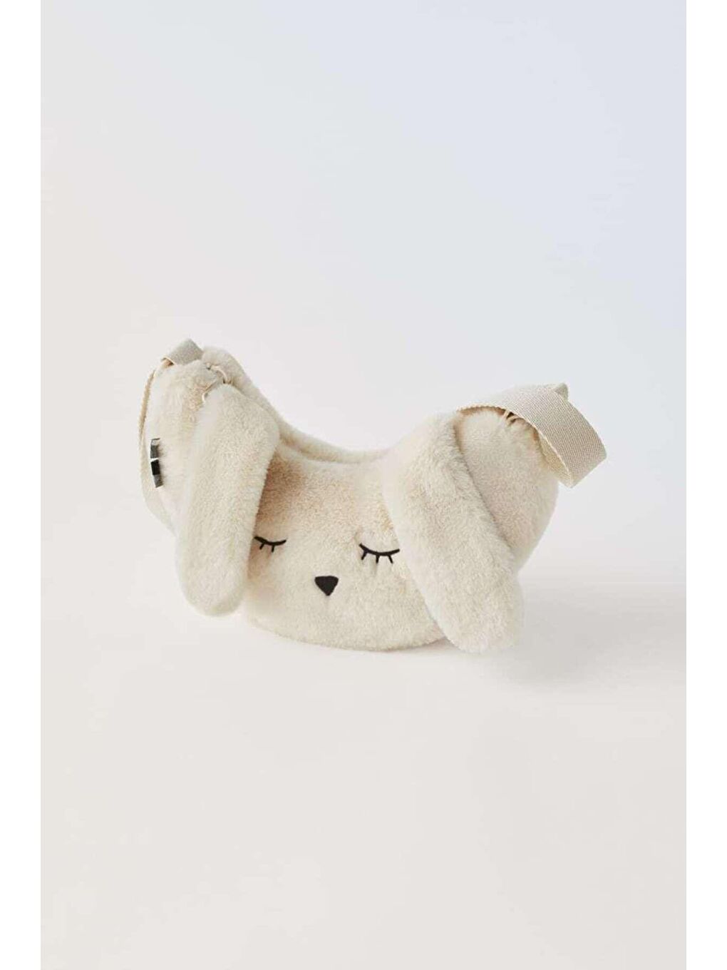 Çocuk Ekru Beyaz Tavşan Desenli Suni Kürk Çanta-2