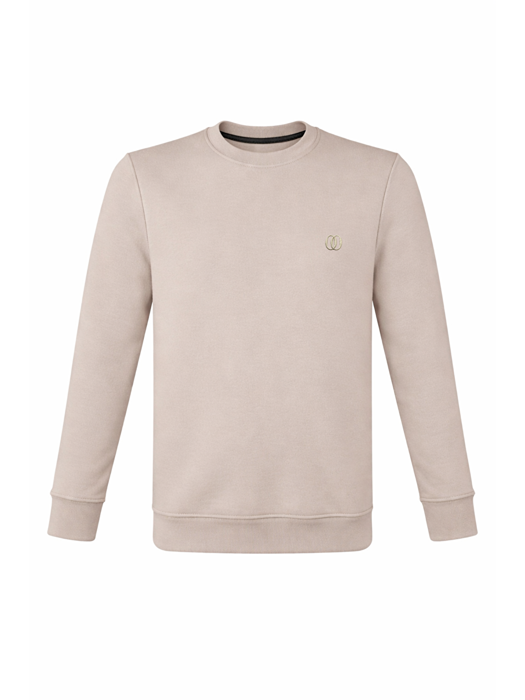 Bej Erkek Pamuklu Sıfır Yaka Yüksek Kalite Uzun Kollu Kompakt Kumaş Battal Sweatshirt