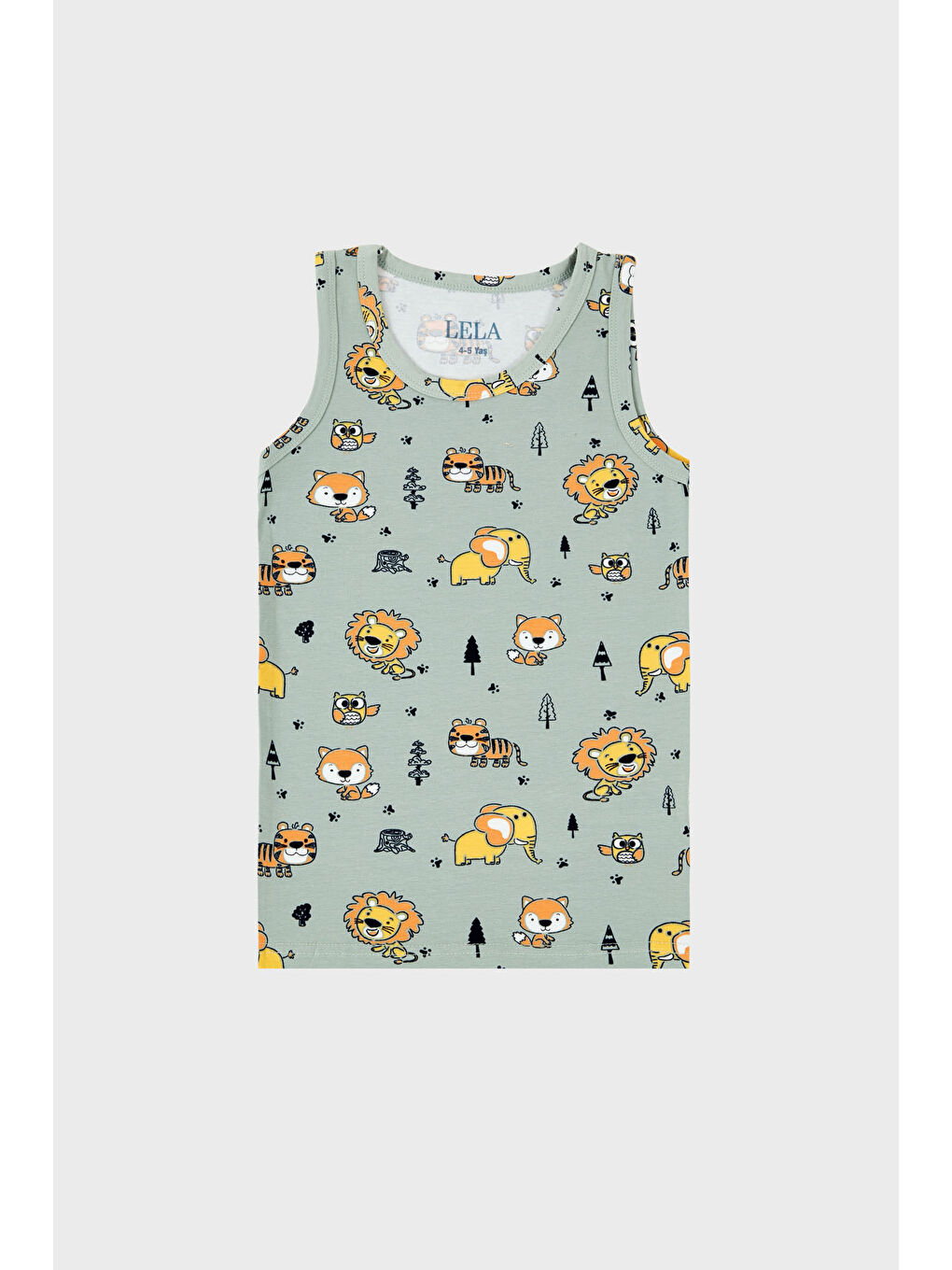 Haki Desenli Streç Pamuklu Bisiklet Yaka Atlet Boxer 2'li İç Giyim Erkek Çocuk Takım 6651010-1