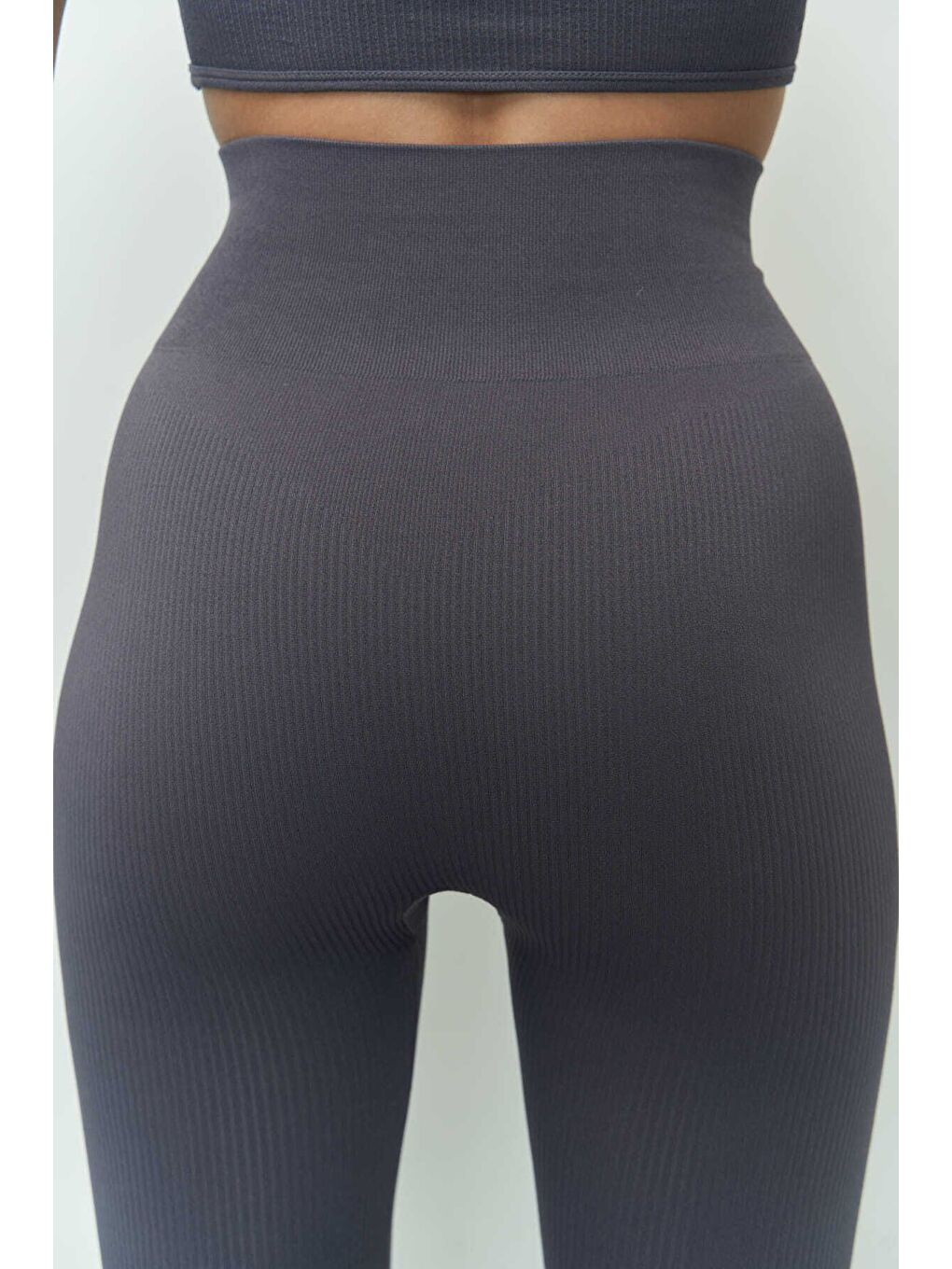 Mai Jade Antrasit Dikişsiz Fitilli Tayt-6