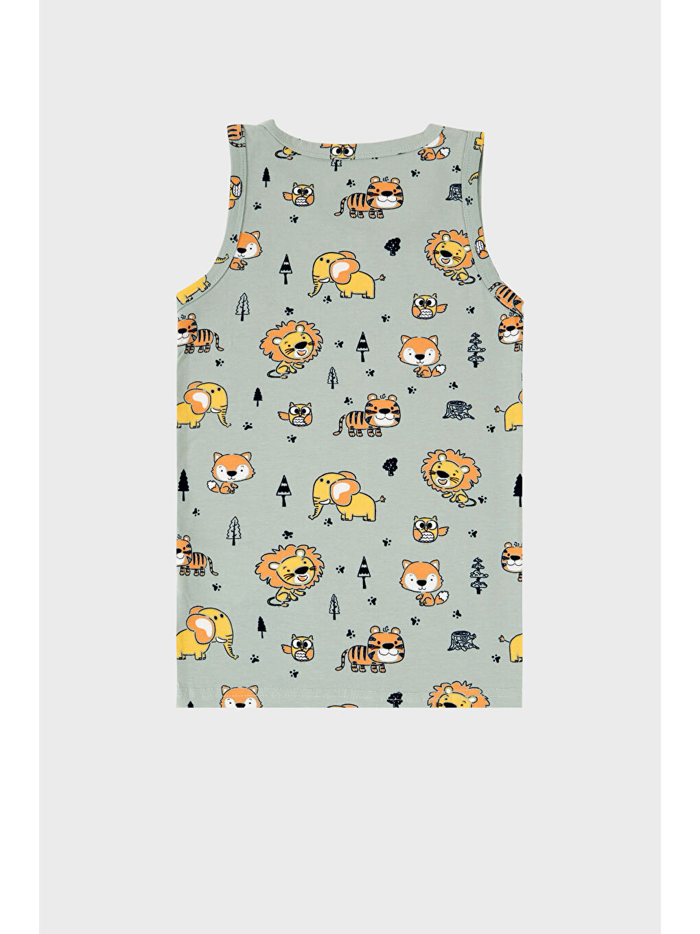 Haki Desenli Streç Pamuklu Bisiklet Yaka Atlet Boxer 2'li İç Giyim Erkek Çocuk Takım 6651010-3