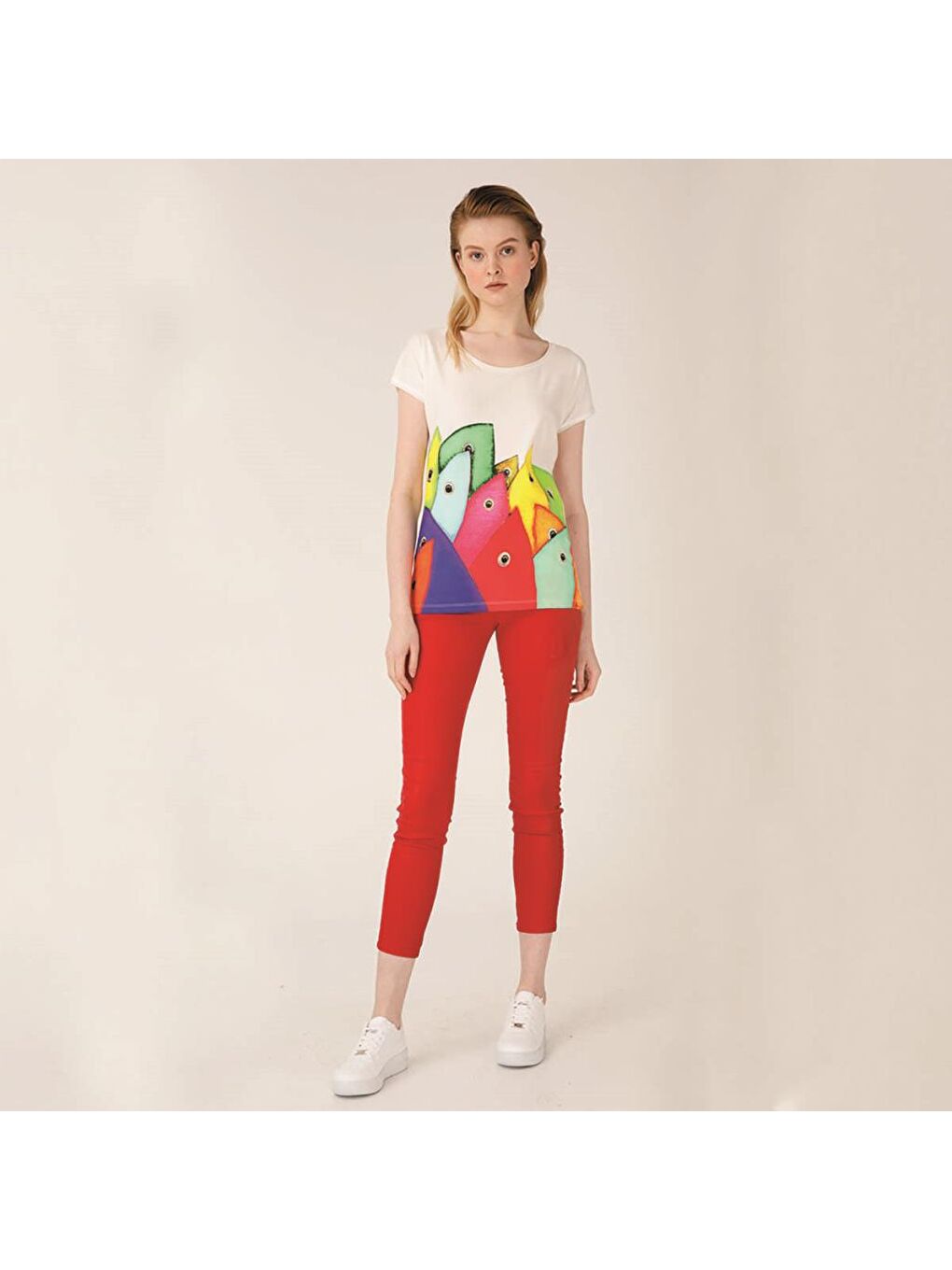 Beyaz Bereket Balıkları Kadın T-Shirt-3