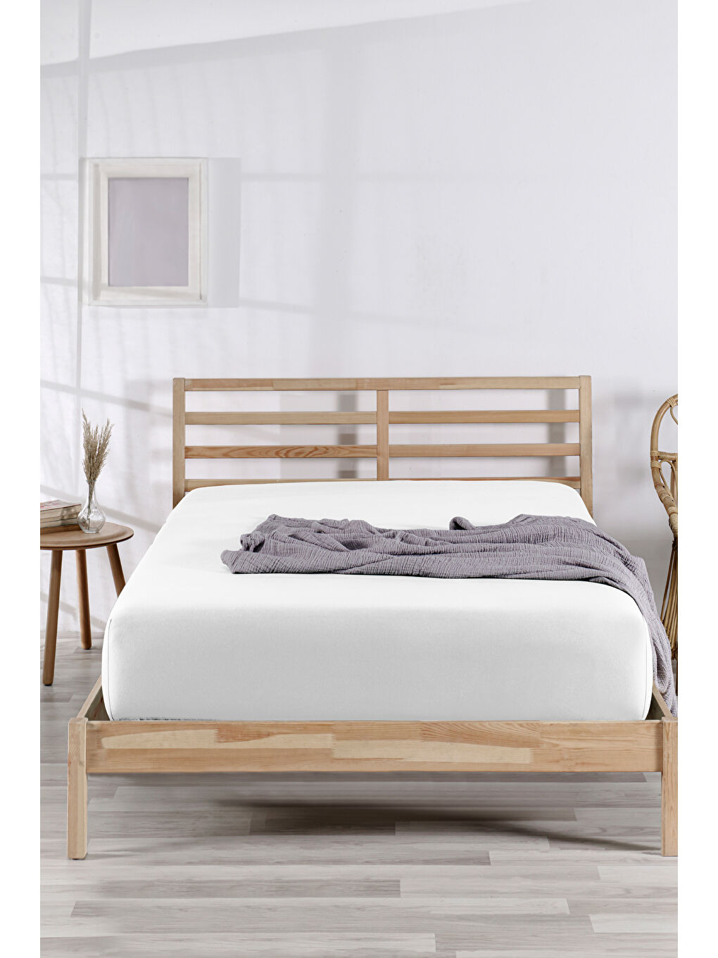 Beyaz %100 Pamuk 90x200 Tek Kişilik Lastikli Çarşaf