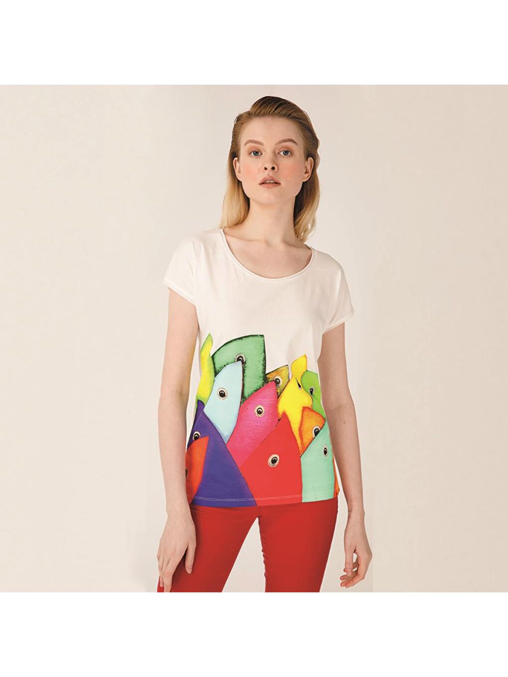 Beyaz Bereket Balıkları Kadın T-Shirt-4