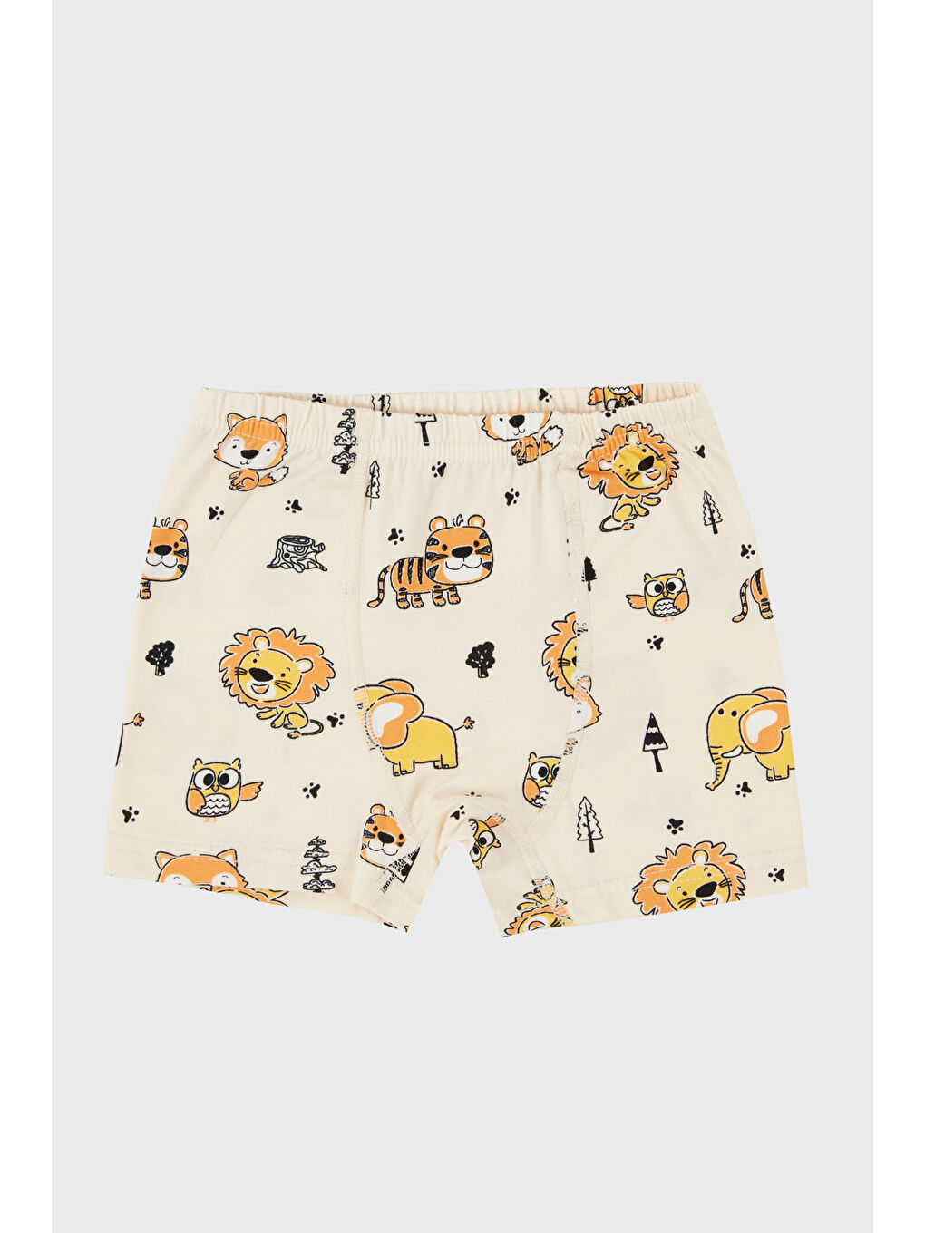 Bej Desenli Streç Pamuklu Bisiklet Yaka Atlet Boxer 2'li İç Giyim Erkek Çocuk Takım 6651010-2