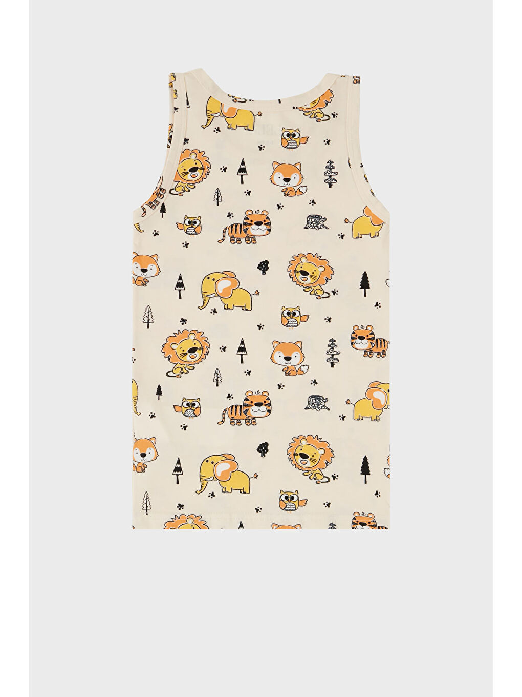 Bej Desenli Streç Pamuklu Bisiklet Yaka Atlet Boxer 2'li İç Giyim Erkek Çocuk Takım 6651010-3