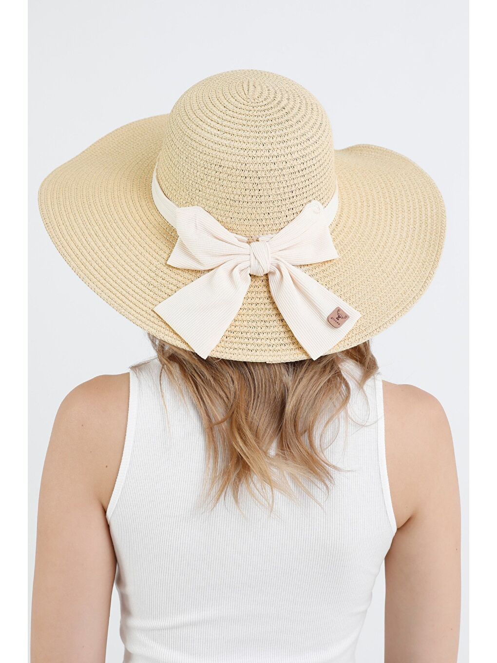 Bej Kurdeleli Hasır Şapka-3