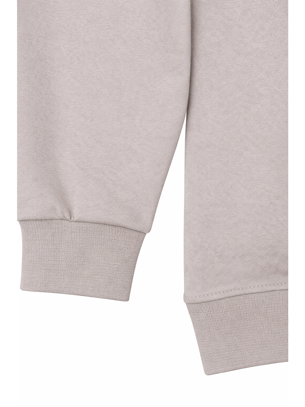 Bej Erkek Pamuklu Sıfır Yaka Yüksek Kalite Uzun Kollu Kompakt Kumaş Battal Sweatshirt-2