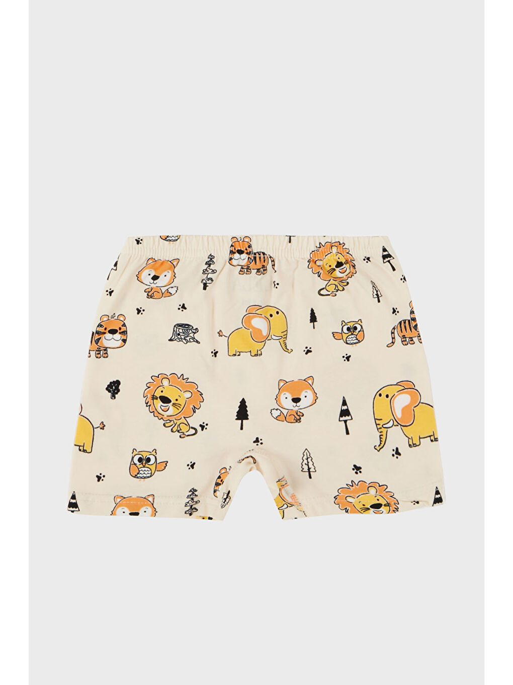 Bej Desenli Streç Pamuklu Bisiklet Yaka Atlet Boxer 2'li İç Giyim Erkek Çocuk Takım 6651010-4