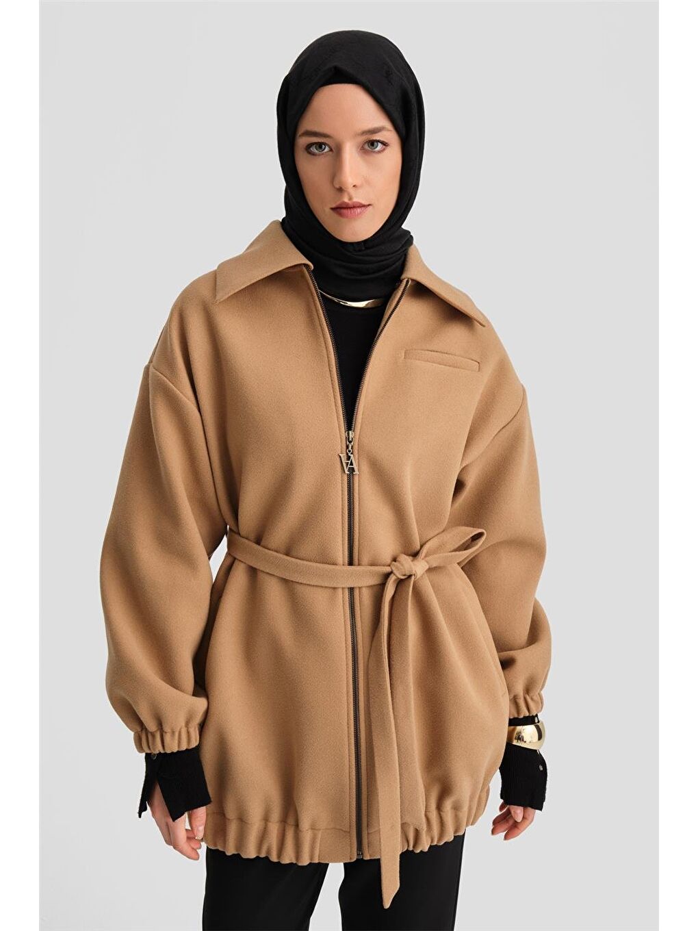 Kahverengi Bomber Ceket 24K5709 Camel-2