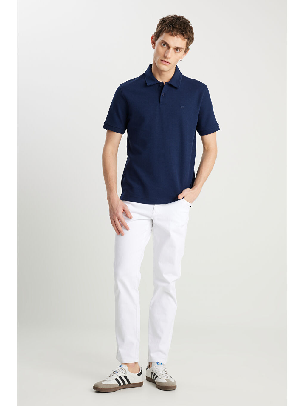 Regular Fit Normal Kesim Lacivert Polo Yaka Tişört-2