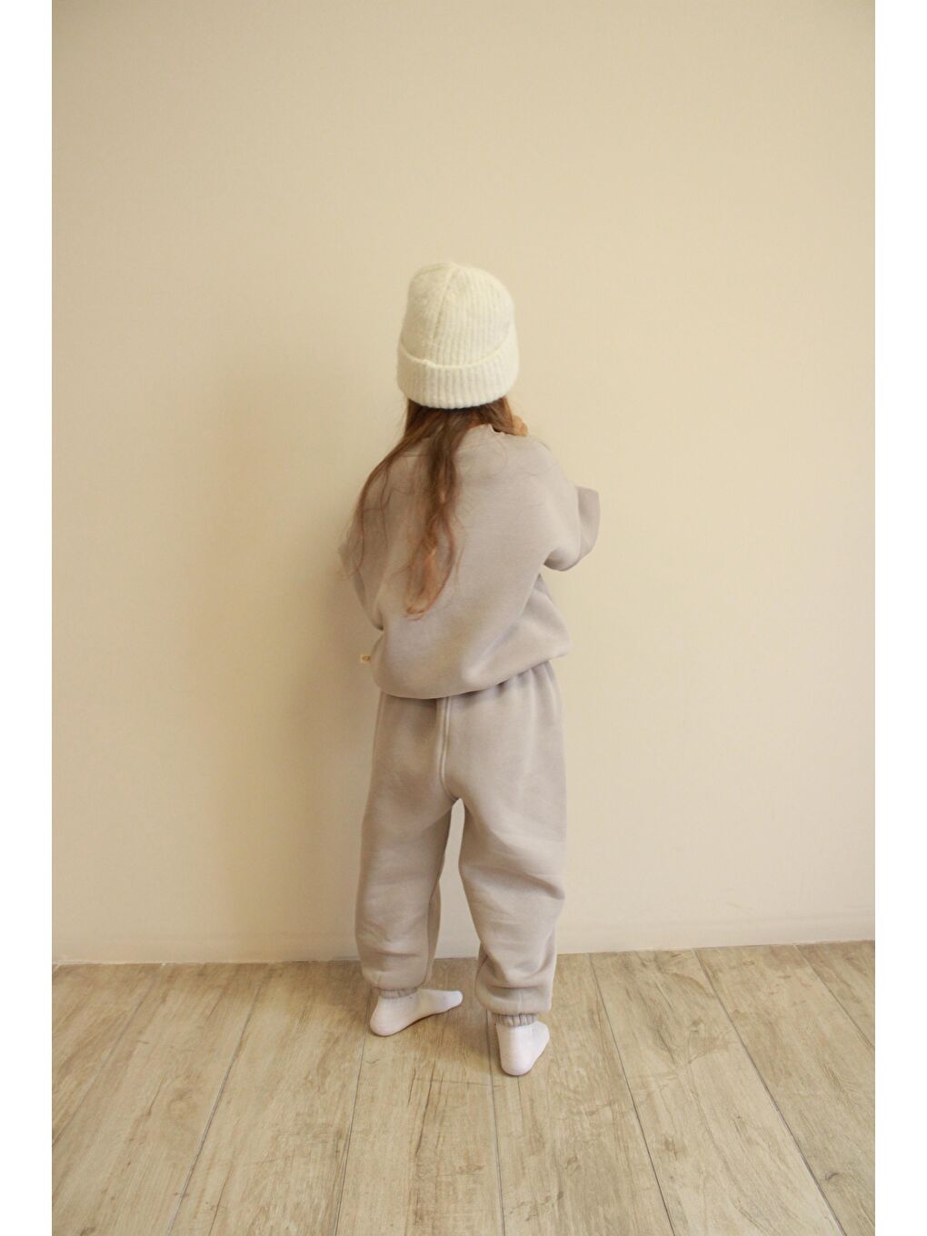 Bej Taş Rengi Dağ Nakışlı Çocuk Alt Üst Takım-1