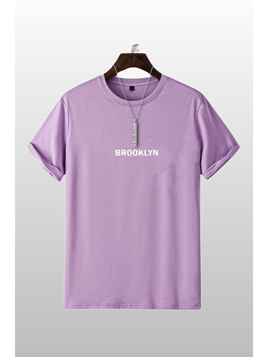 Trendseninle Kadın Brooklyn Baskılı 3lü Paket Lila Nefti Yeşil Kırmızı T Shirt - 1