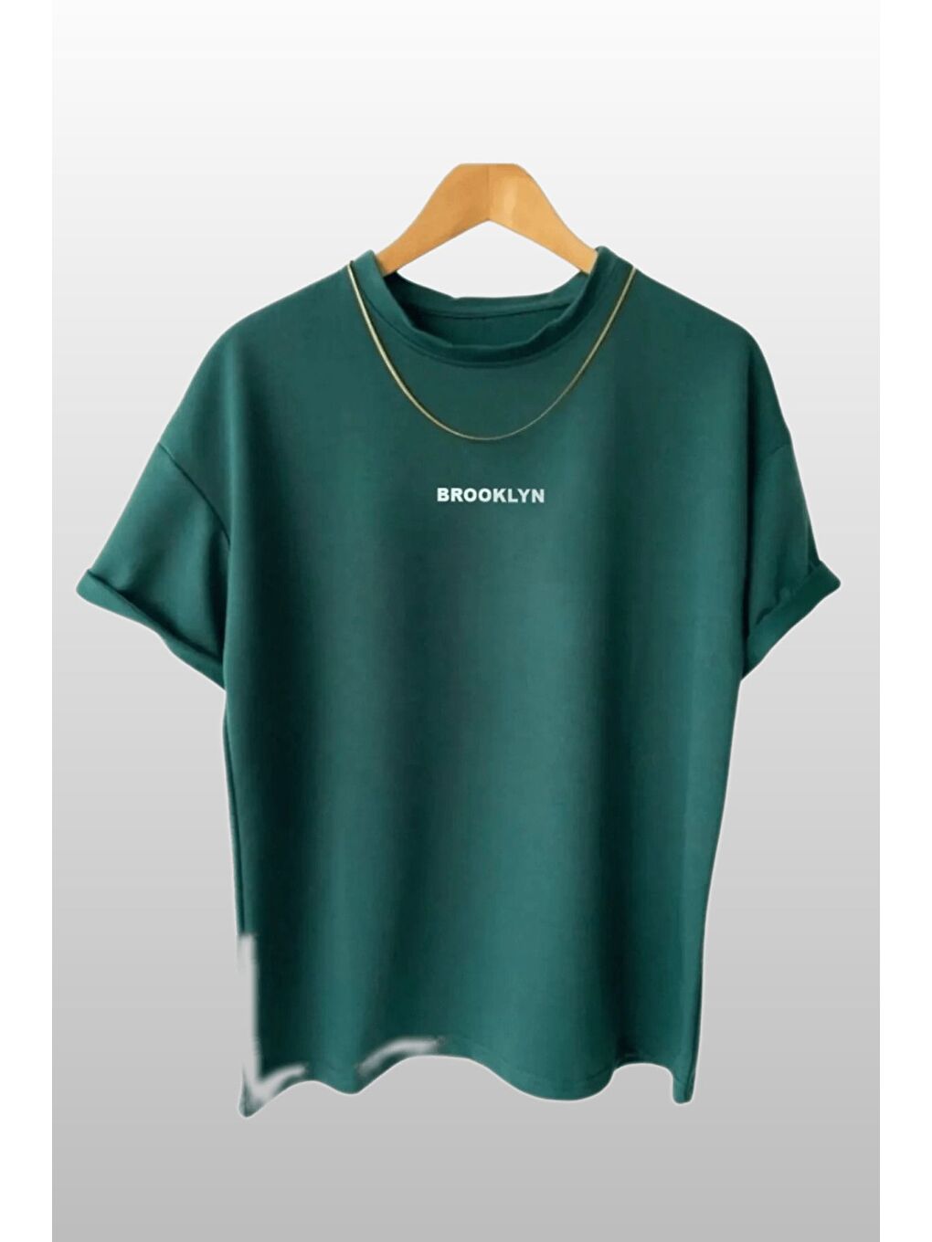 Trendseninle Kadın Brooklyn Baskılı 3lü Paket Lila Nefti Yeşil Kırmızı T Shirt - 2