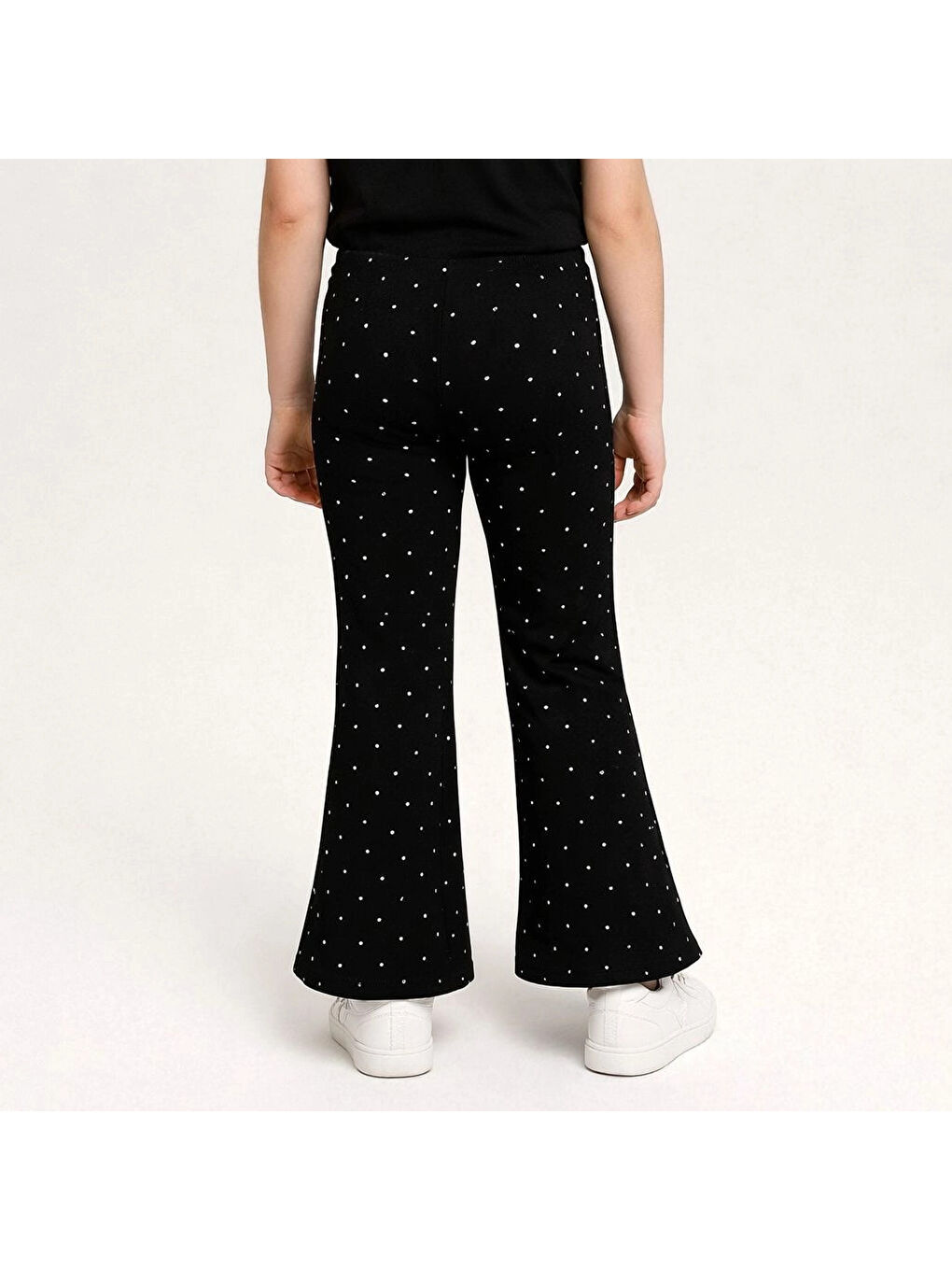 Siyah Kız Çocuk Taşlı Bol Paça Modal Pantolon 20607-1