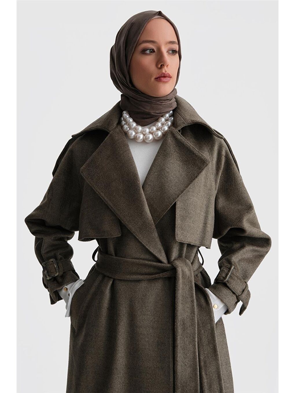 Bej Oversize Manto 24K8101 Vizon-3