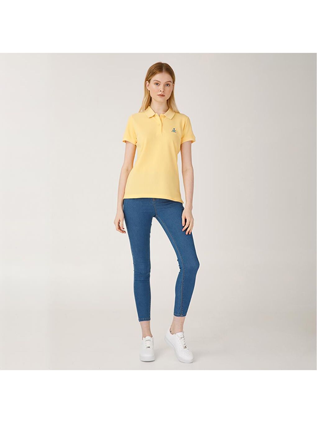 Sarı Yengeç Kadın Polo Yaka T-Shirt-5
