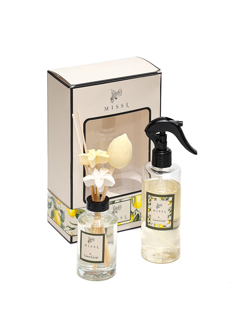 Sarı Limon Çiçeği Hediye Seti (Oda kokusu-Oda spreyi-Kokulu zarf)-2