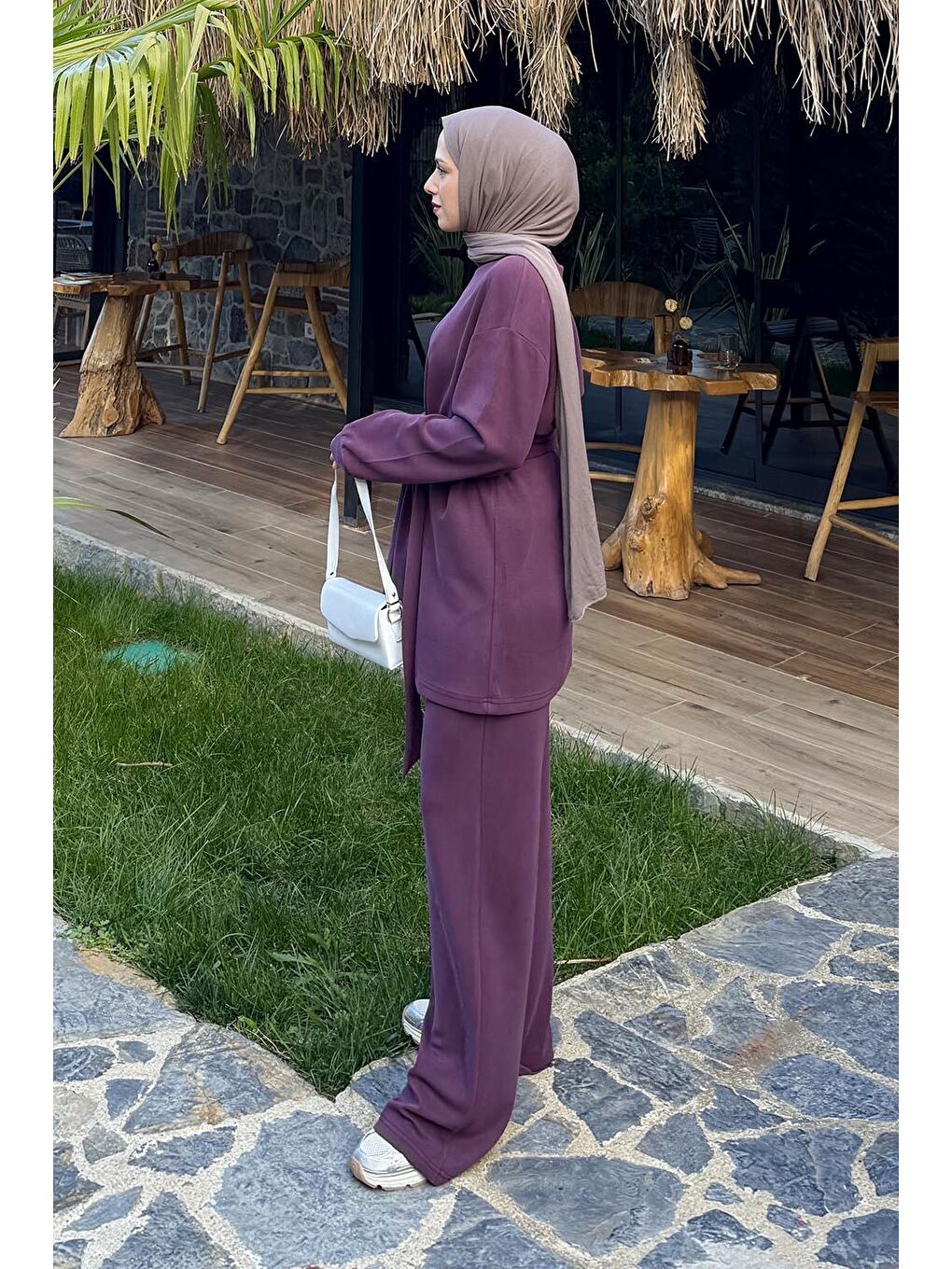 Bağlama Detaylı İkili Takım Bordo-1