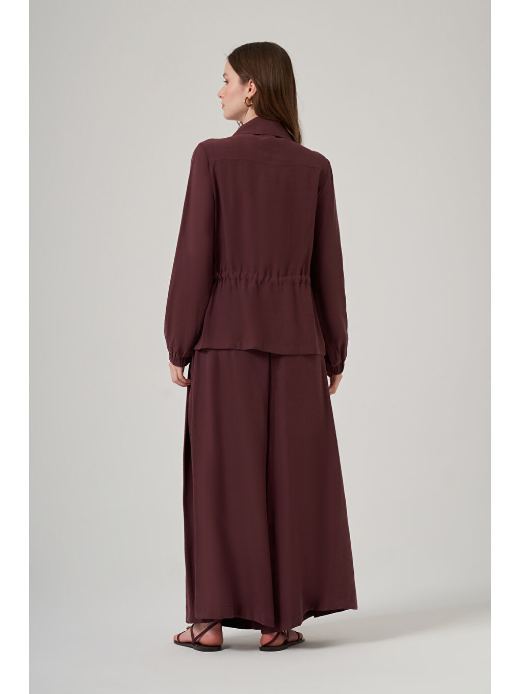 Zımba Detay Ceket Pantolon Etekli Takım 1049 Bordo-3