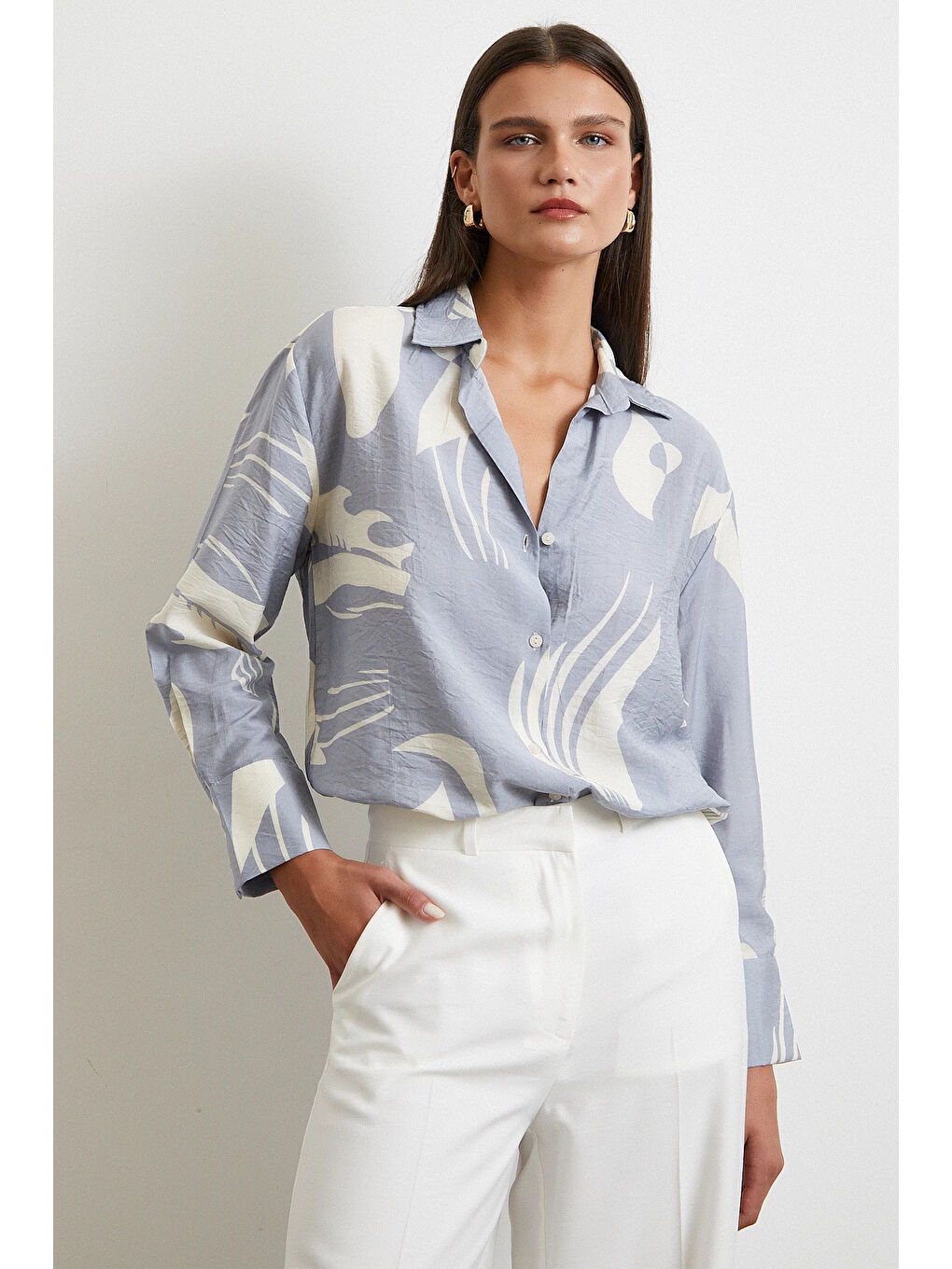 Karışık V Yaka Modal  Gömlek Antirasit-4