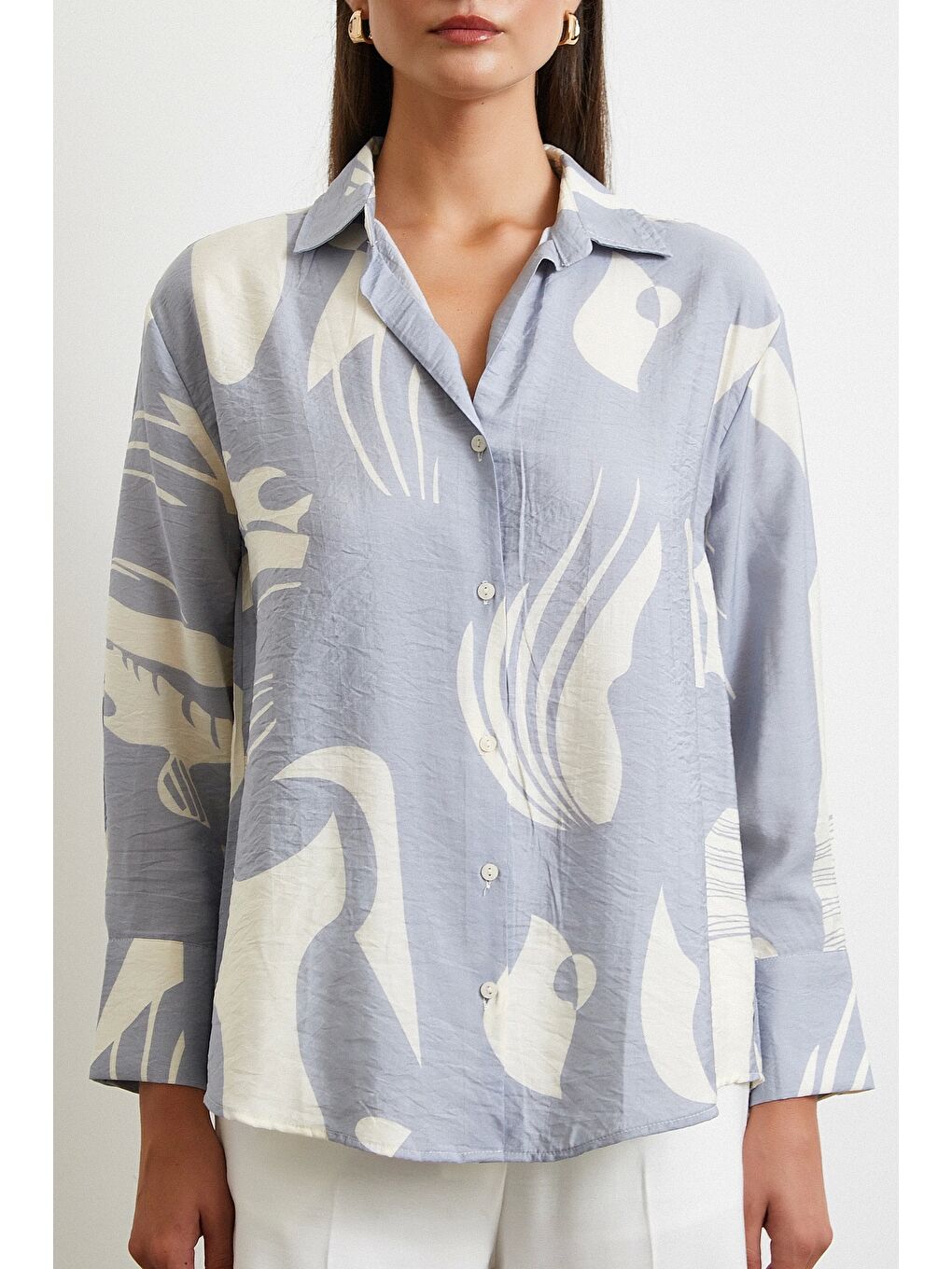 Karışık V Yaka Modal  Gömlek Antirasit-5