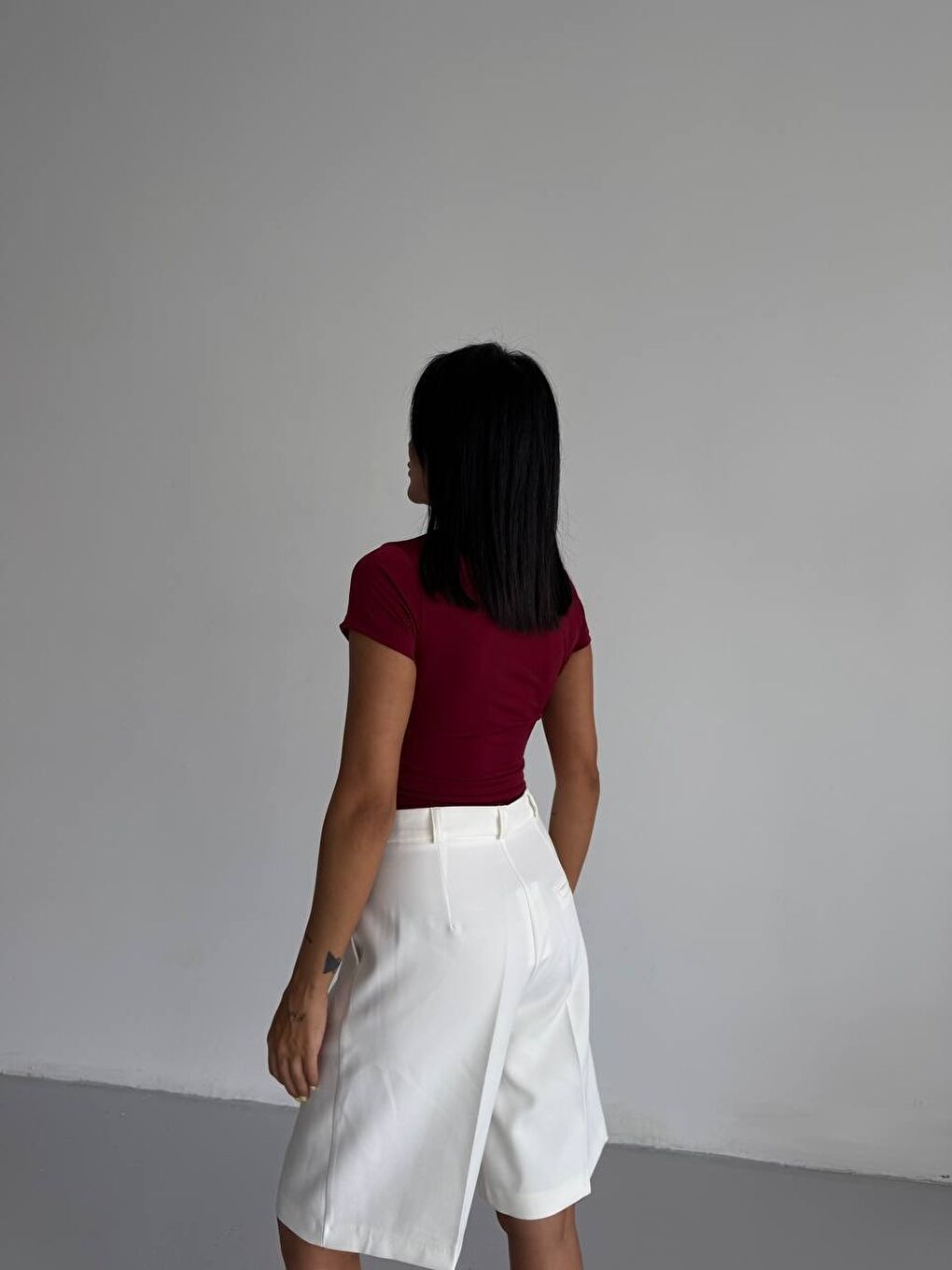 Bordo Basic Sandy Kumaş Bluz-2