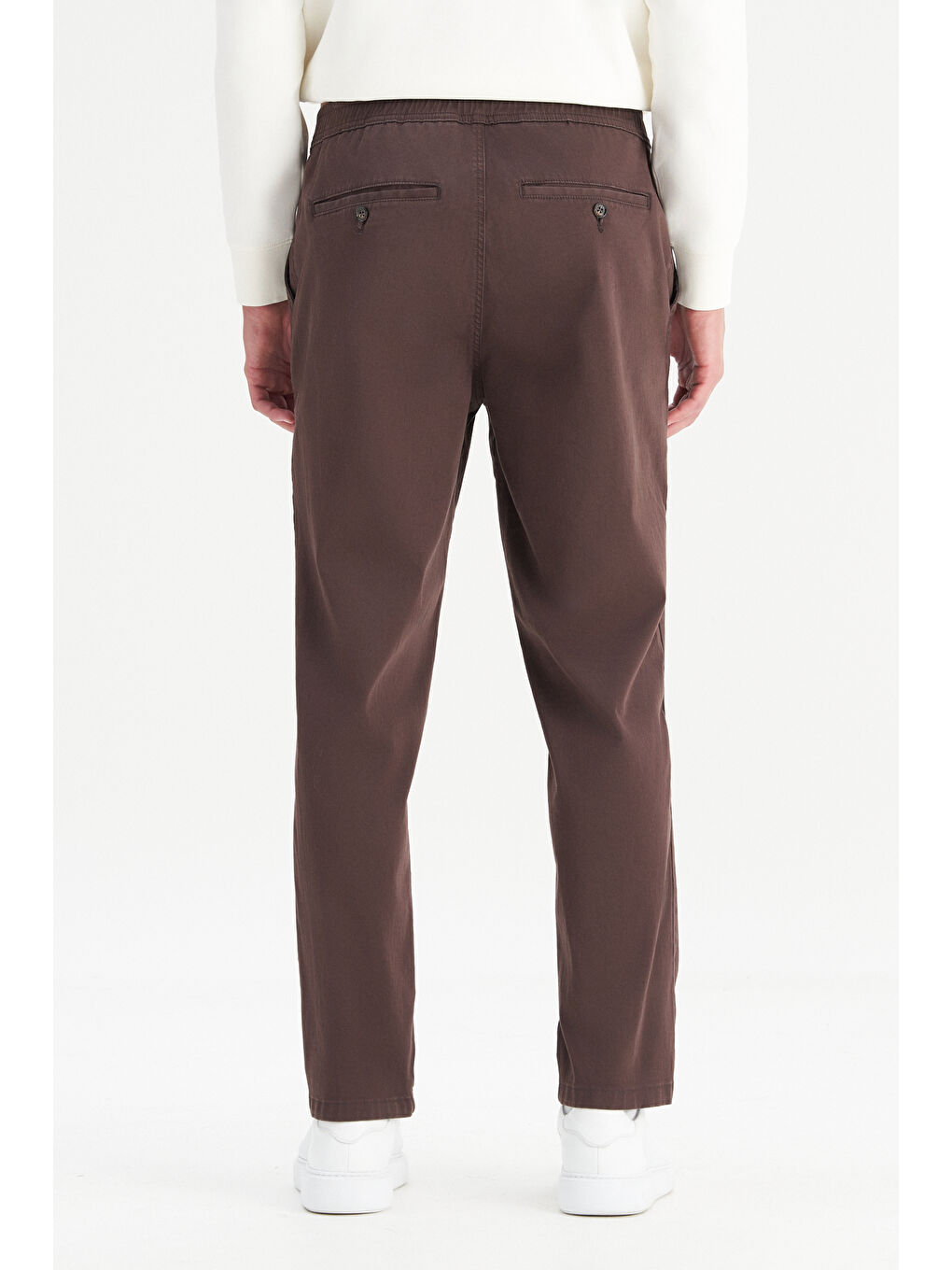Kahverengi Pamuklu Slim Fit Dar Kesim Cepli Yumuşak Dokulu Esnek Pantolon-3