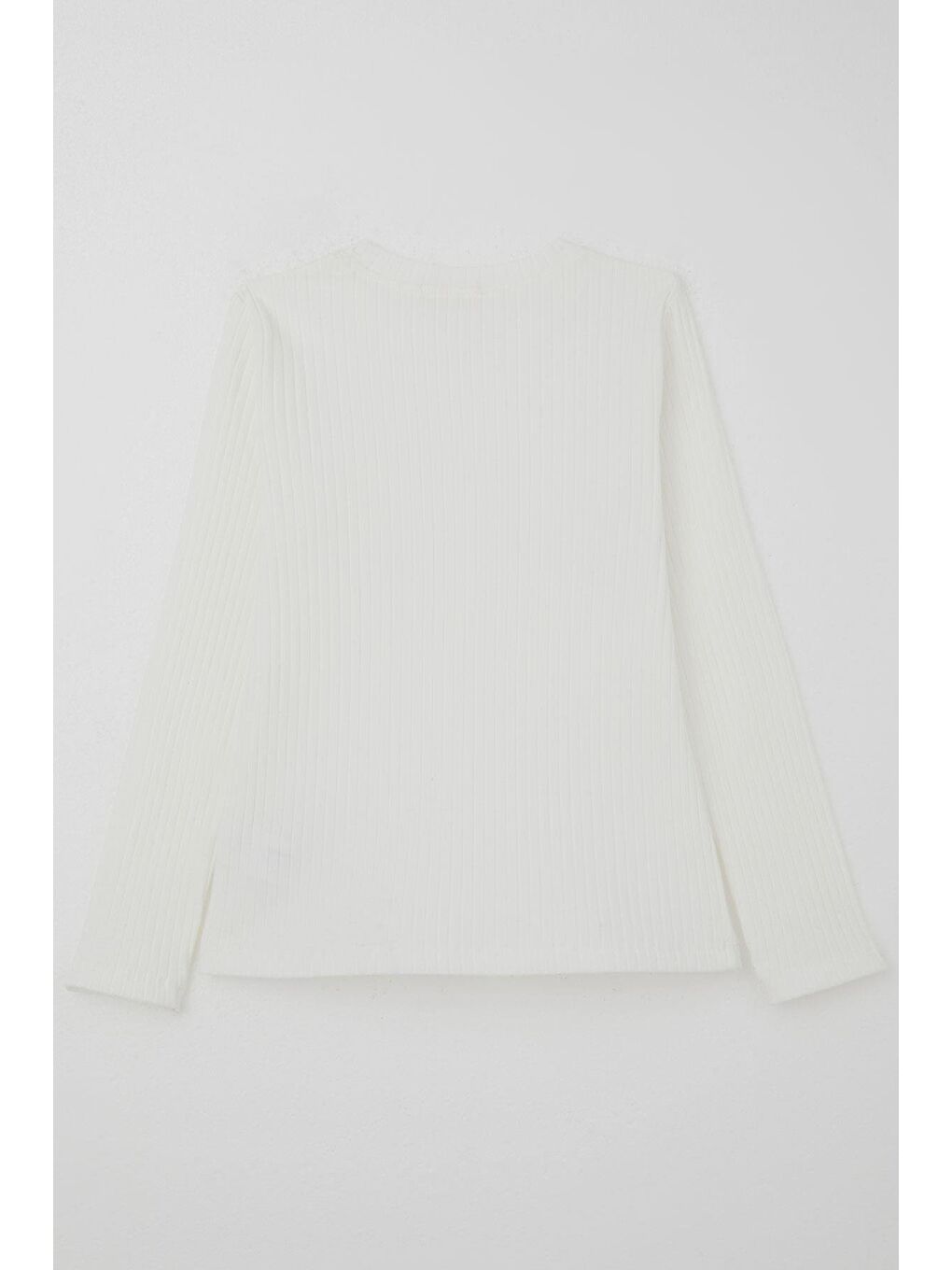 Kız Çocuk Uzun Kollu Tişört Tül Fiyonk Armalı Pullu Ekru (9-14 Yaş)-1