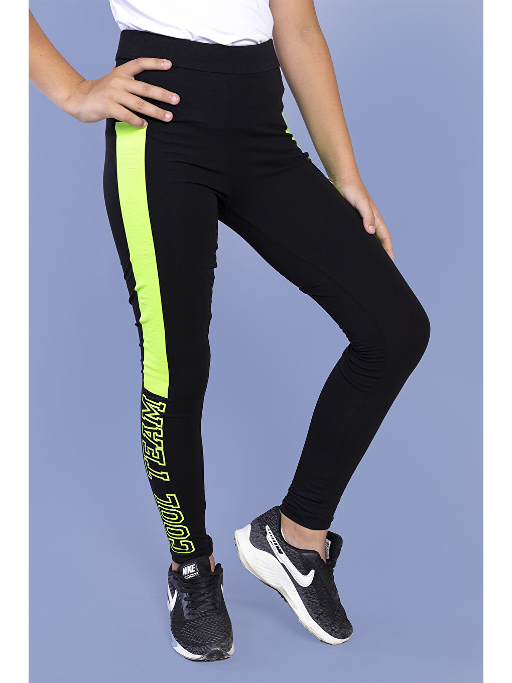 Siyah Kız Çocuk Baskılı Tayt