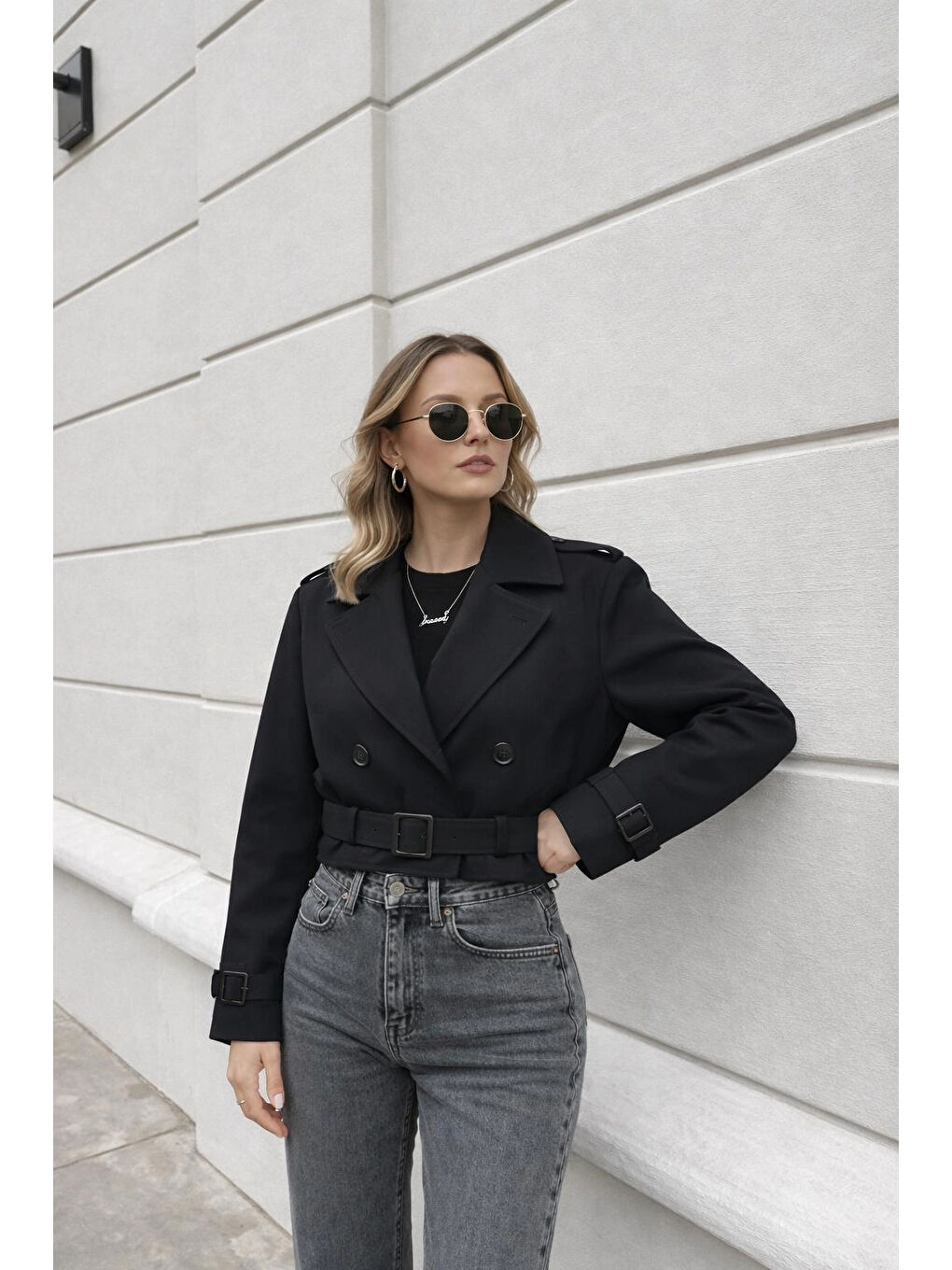 Kadın Siyah Kemer Detay Ceket 2915