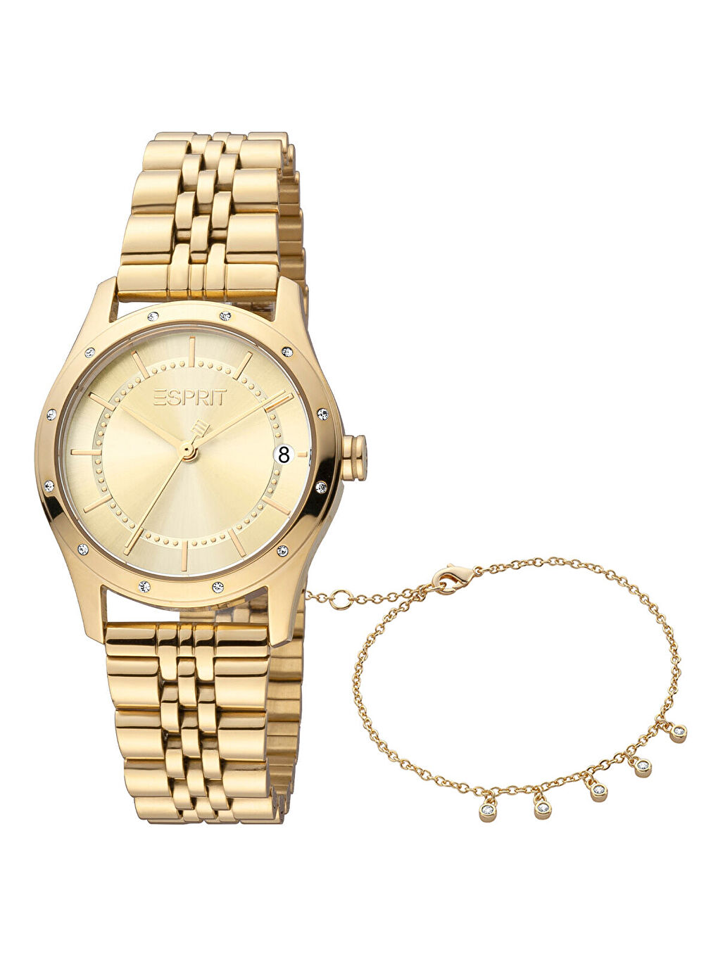 Sarı ES1L223M3115 Kadın Kol Saati ve Bileklik Seti
