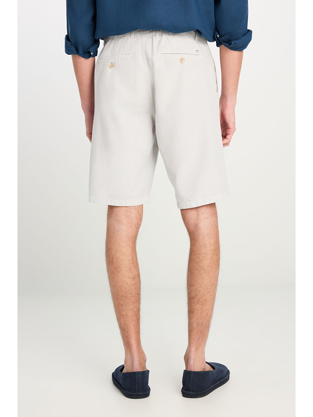 Yeşil Relaxed Fit Geniş Kesim Lastik Bel Detaylı Esnek Taş Rengi Chino Şort-4