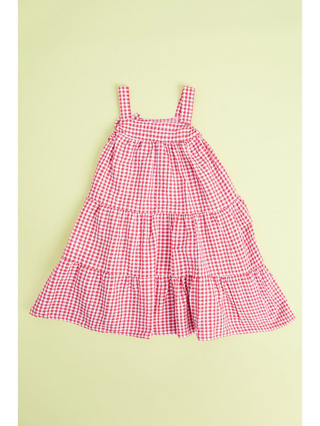 Kırmızı Pötikare Desenli Şapkalı Askılı  Kız Çocuk Elbise-1