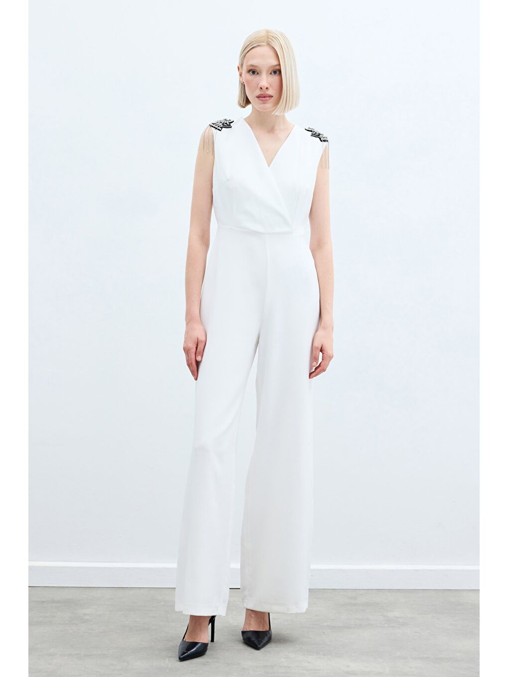 Aksesuar Detaylı Tulum - Ekru-1