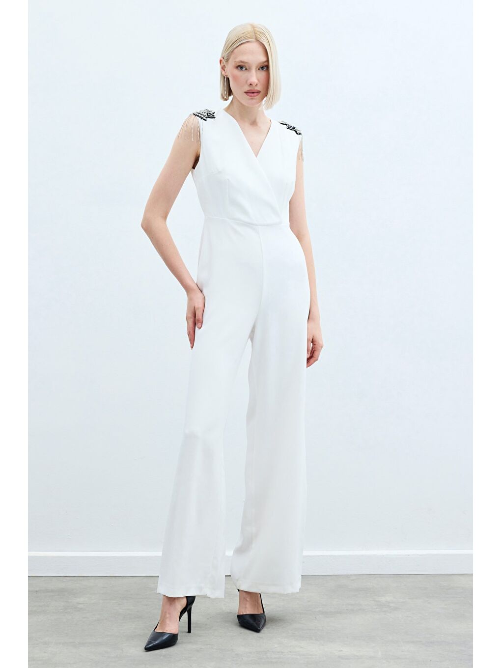 Aksesuar Detaylı Tulum - Ekru-2