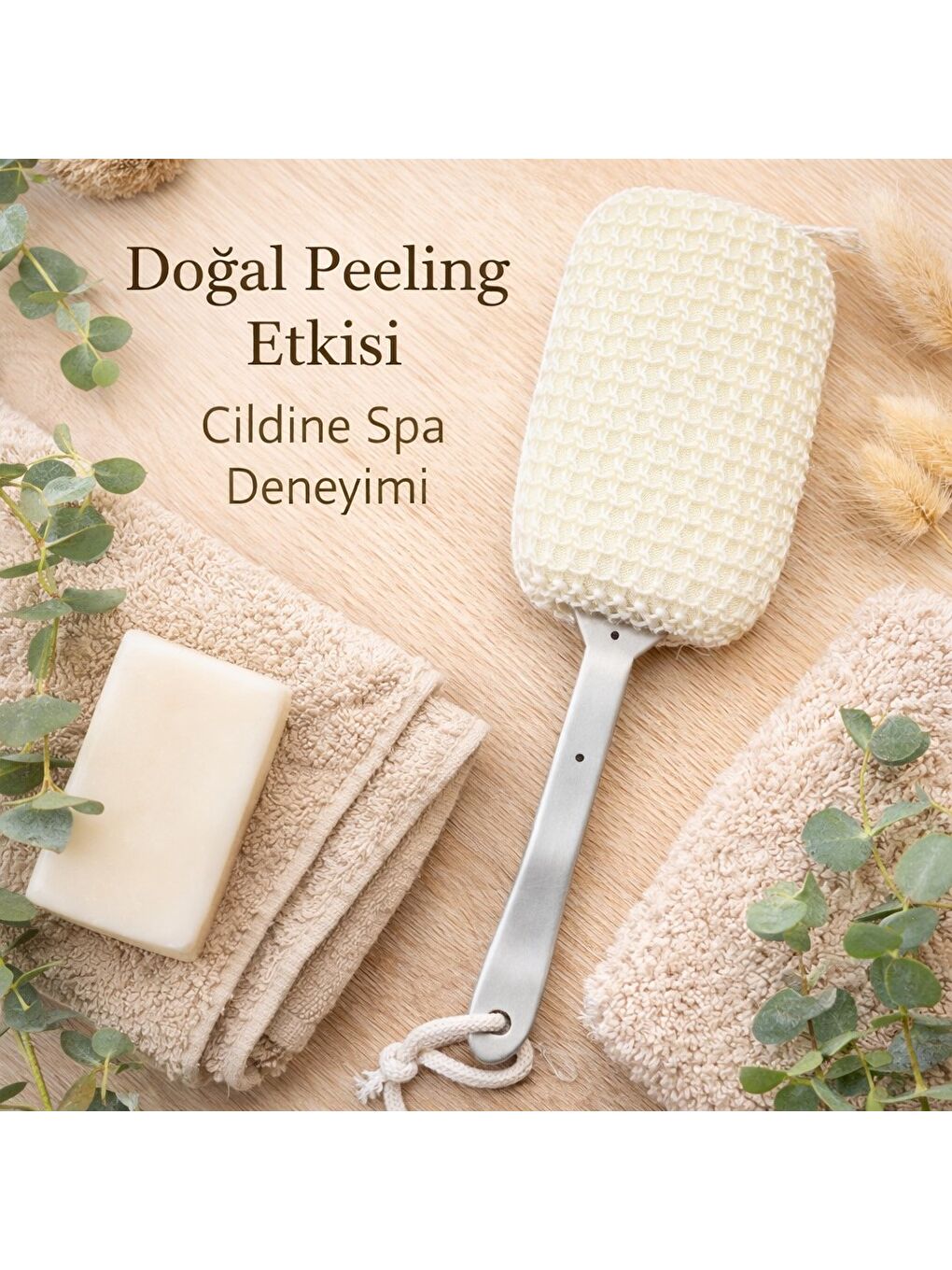 Doğal Banyo Fırçası Uzun Saplı | Sırt Temizleme & Peeling Etkili Duş Lifi | Dayanıklı ve Ergonomik T