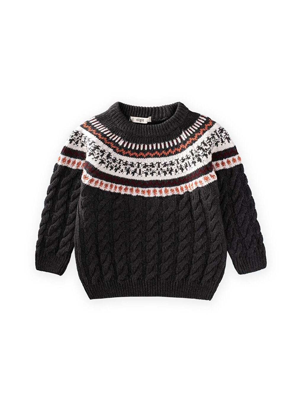 Desenli Triko Kazak 2-8 Yaş Antrasit