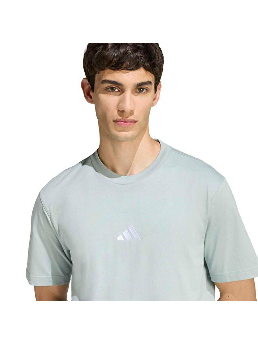 Essentials Small Logo Single Jersey Erkek Yeşil Yuvarlak Yaka Tişört-1