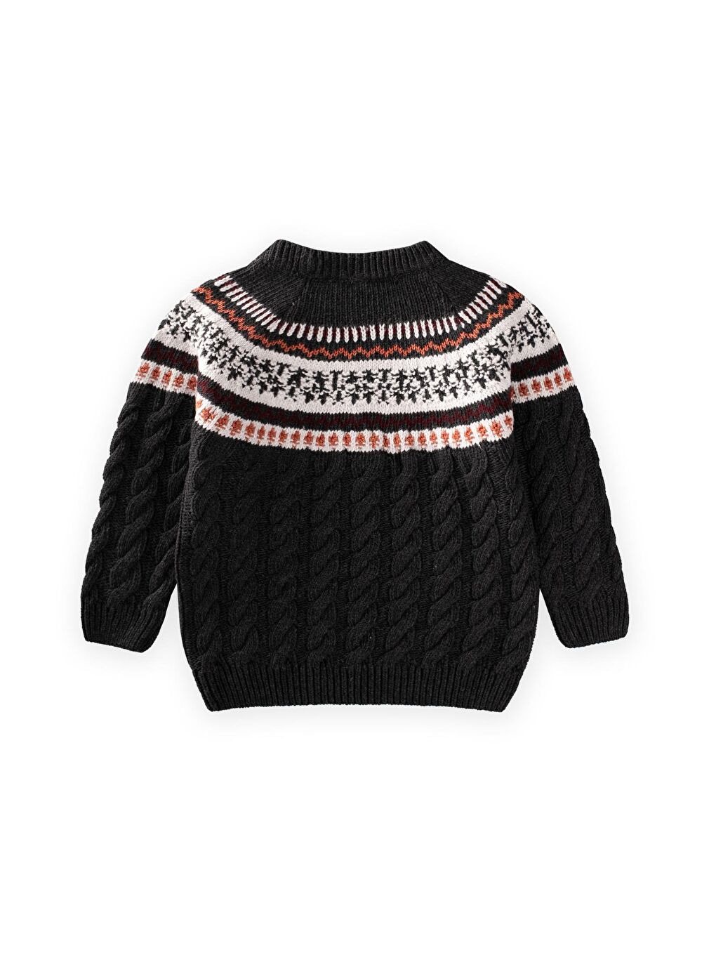 Desenli Triko Kazak 2-8 Yaş Antrasit-1