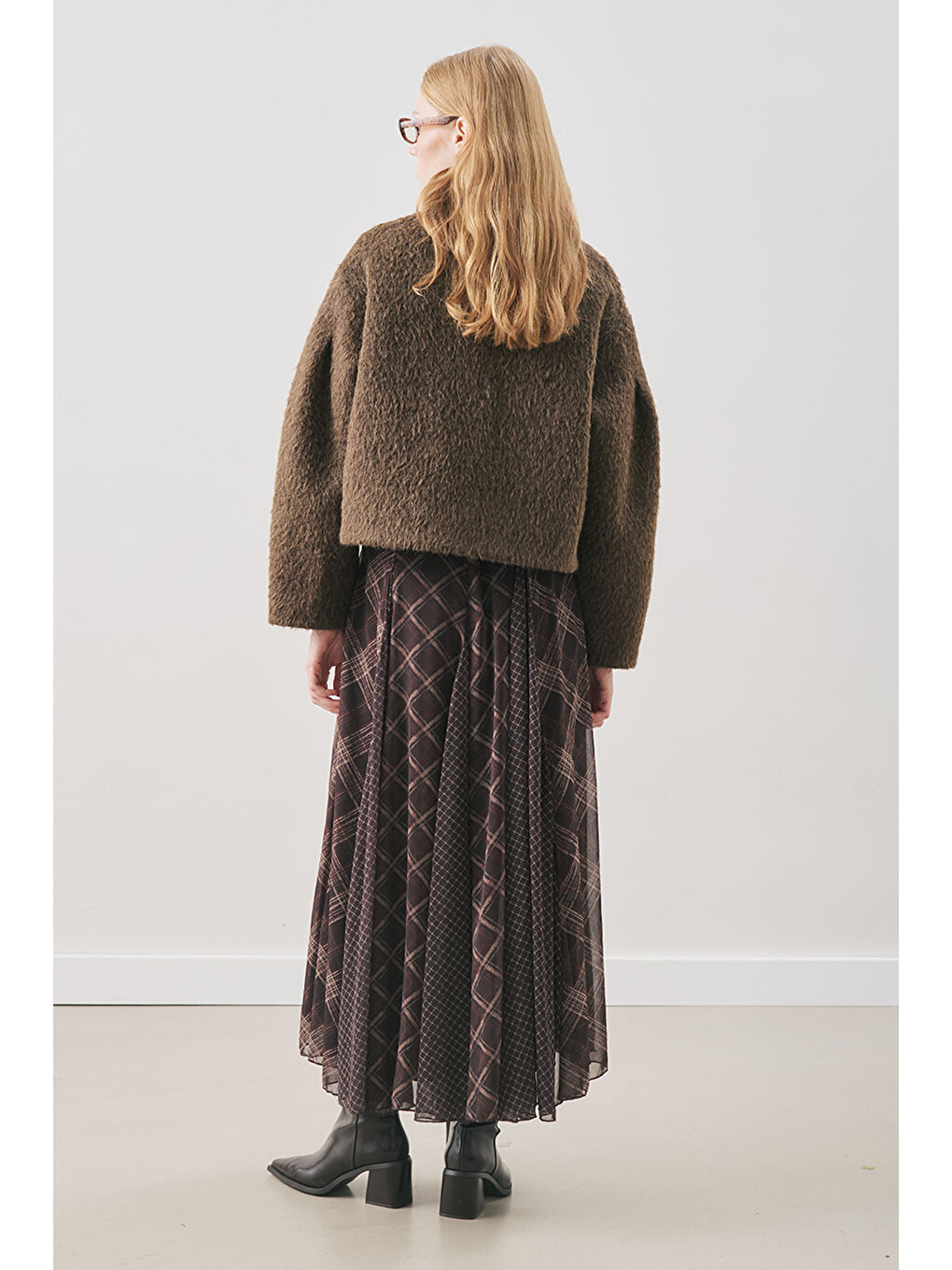 Boucle Kısa Kaban Kahverengi-4