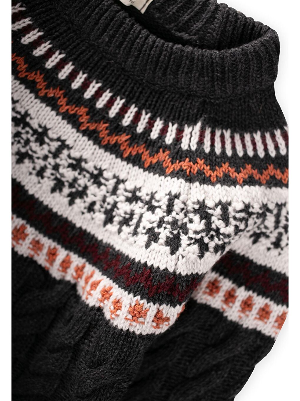 Desenli Triko Kazak 2-8 Yaş Antrasit-2