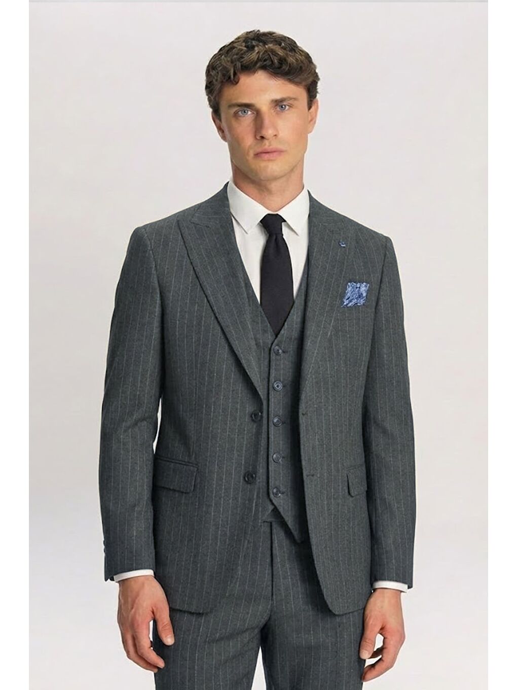 Giotelli Haki Yelekli 8 Drop Polyester Viskon Karışımlı Erkek Takım Elbise