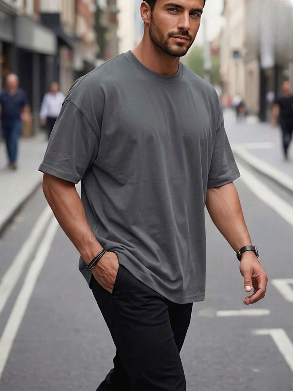 Gri %100 saf pamuk Füme Unisex Tişört