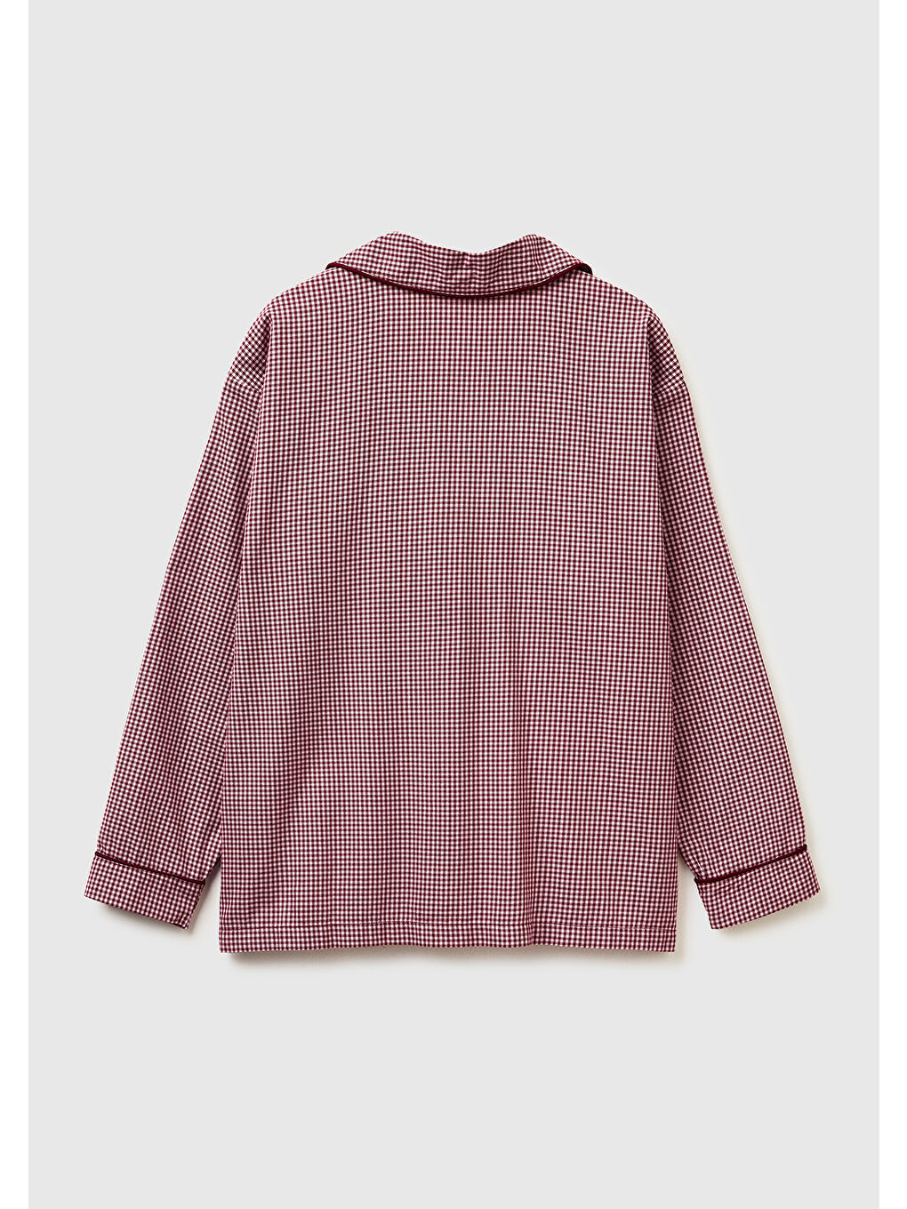 Kadın Mor %100 Pamuk Kare Desenli Logolu Gömlek Yaka Pijama Üstü-3